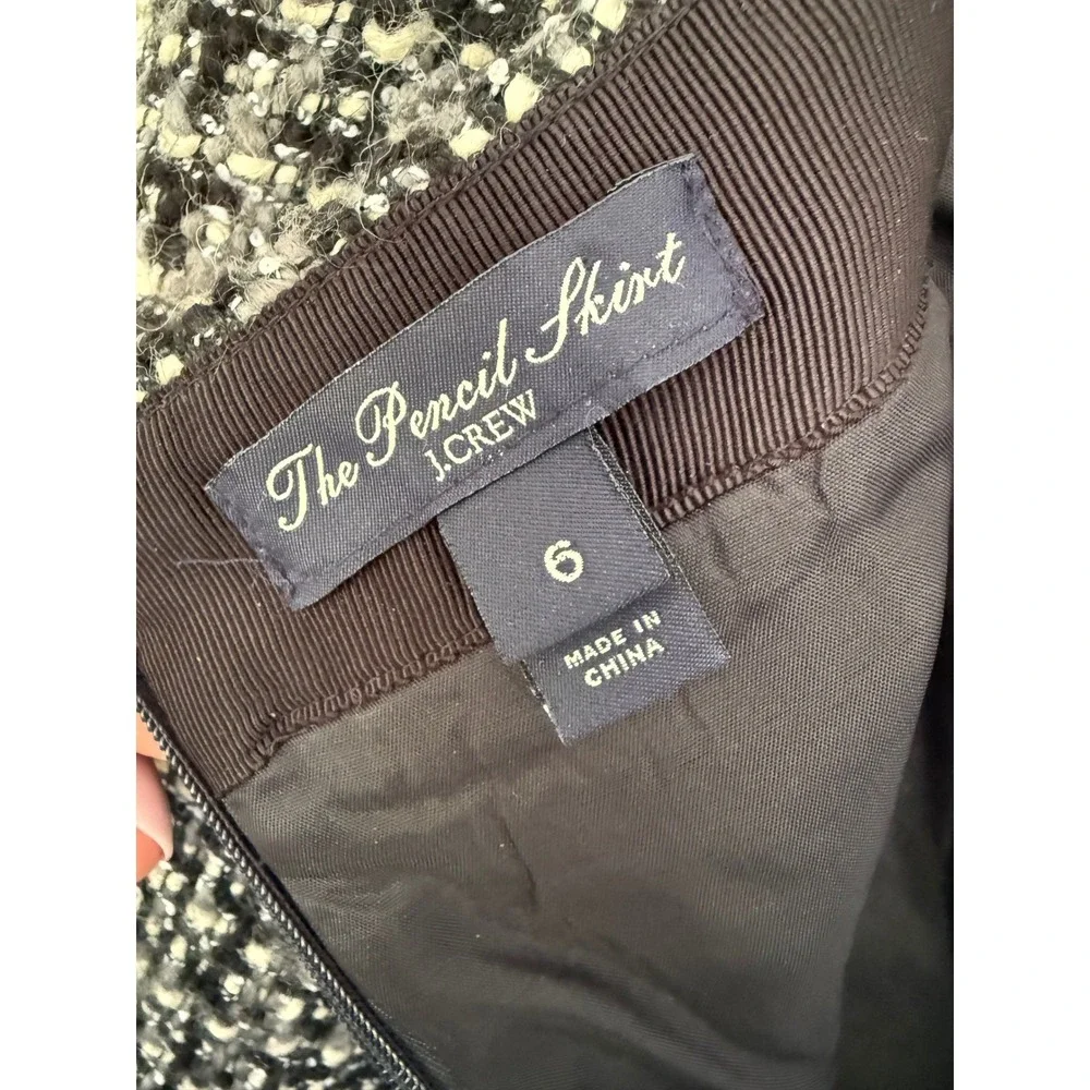 J.Crew‎ The Pencil Skirt Black Gray Tweed Career Work Office Womens Sz 6